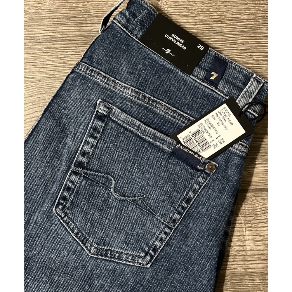 7 For All Mankind Women's Flare/Wide Leg Jeans in Dark Blue Denim
